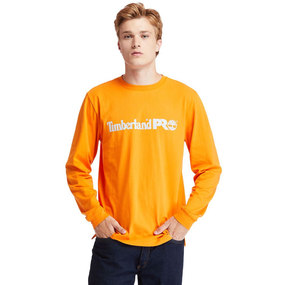 Tricouri Timberland Barbati Portocalii - Pro® Base Plate Long-Sleeve Graphic - Romania - JWMCLX013